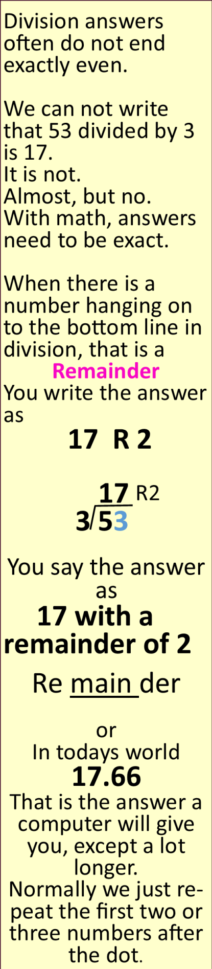 RecessExpress.com Long Division